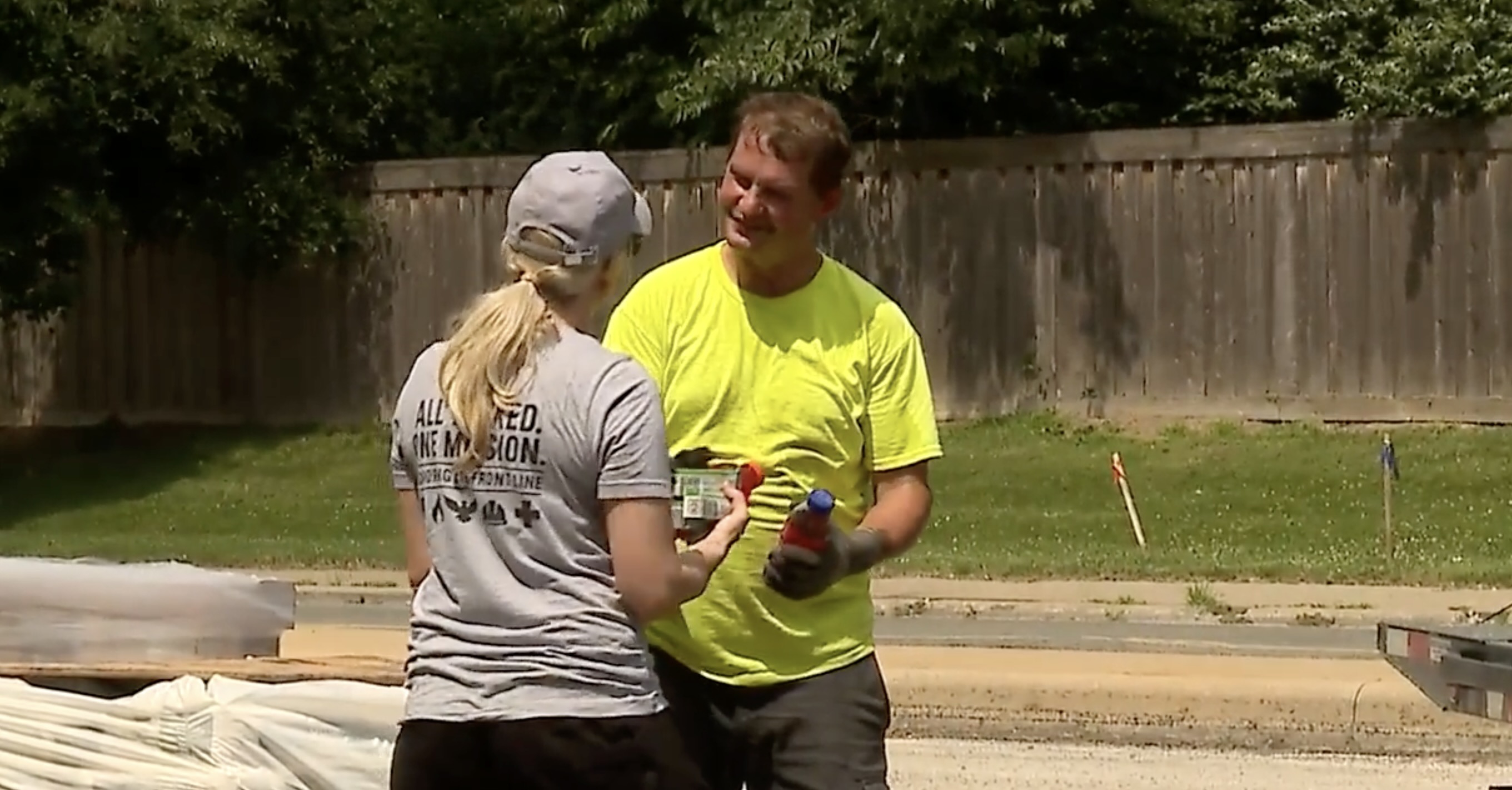 Tags4Lives delivering water and sports drinks to Lakewood, Ohio public works crews during extreme summer heat